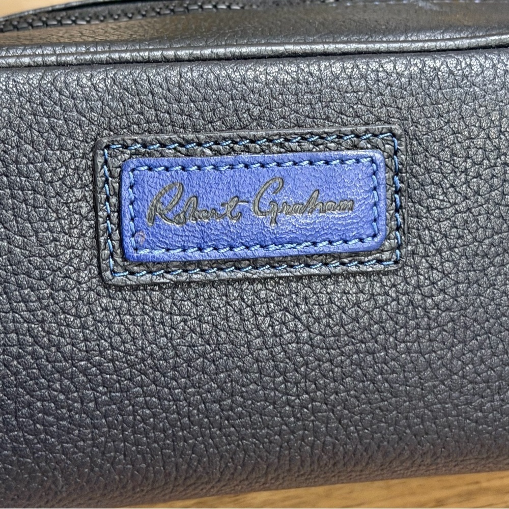 Robert Graham NWT Black Remy V Leather Toiletry Dopp Kit Travel Grooming Bag - Picture 4 of 6